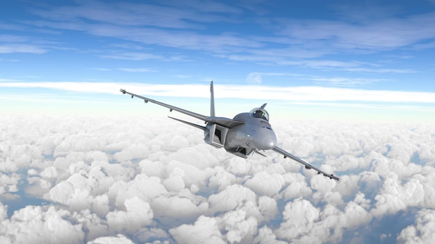 Militaire vliegtuigen die over de wolken vliegen