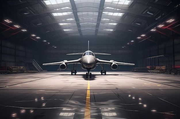 Military Aircraft Inside Hangar Ready For Action