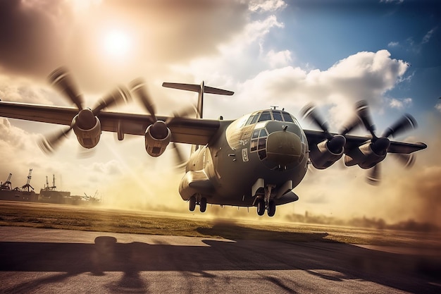 military aircraft at sunny day