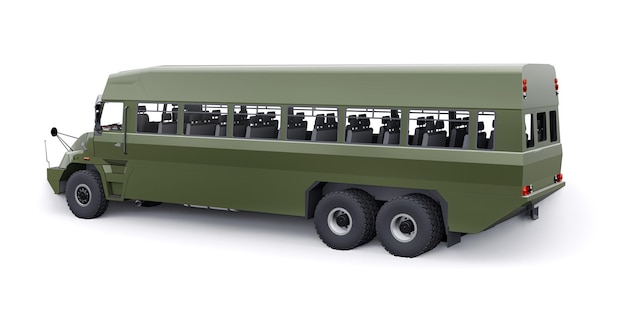 写真 歩兵の3dイラストを輸送するための軍の軍用バス