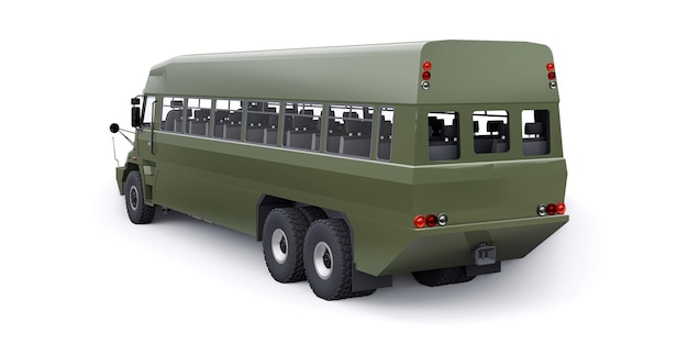 Military army bus for transporting infantry 3D illustration