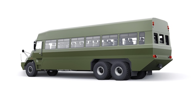 Military army bus for transporting infantry 3D illustration