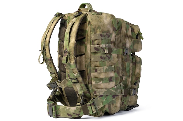 Military backpack isolated on a white background