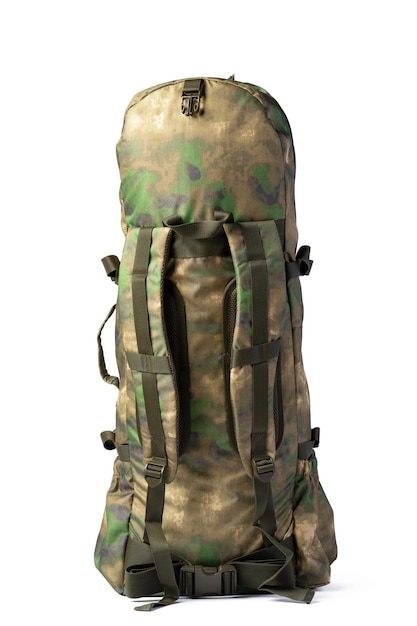 Military backpack isolated on a white background