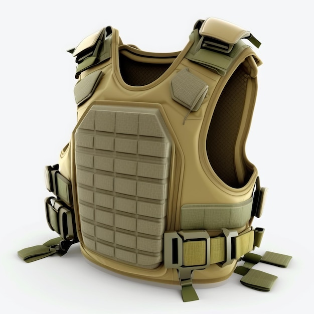 Military body armor isolated on white background