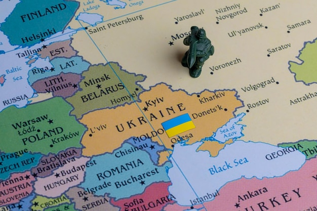 Photo military conflict between russia and ukraine map infographic