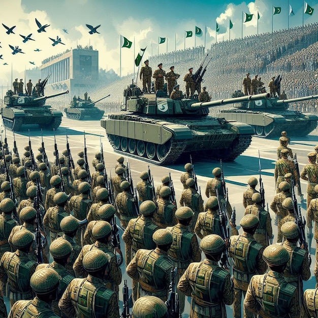 military elegance pakistan day parade illustrated with precision tanks and patriotic fervor