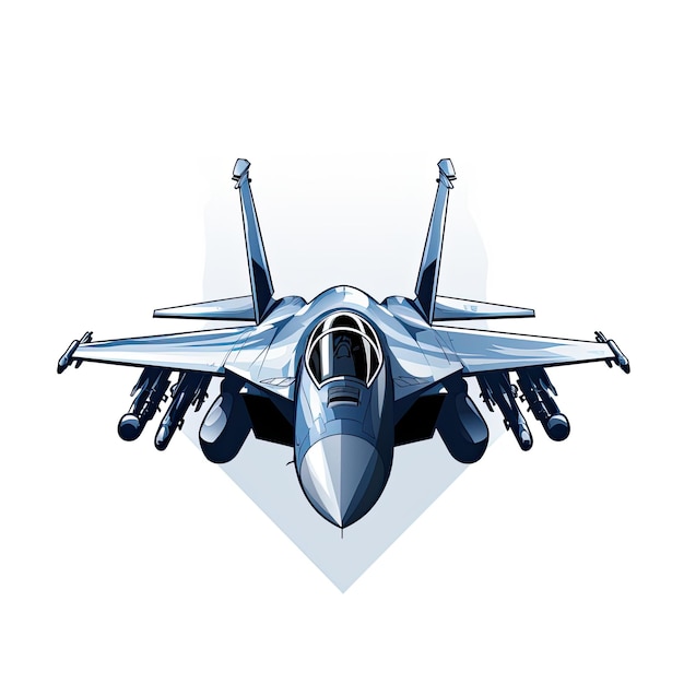 Military fighter jet isolated on white background vector illustration