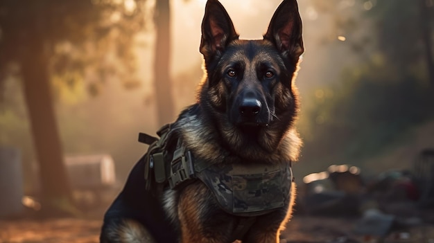 military german sheppard that looks mean with militar