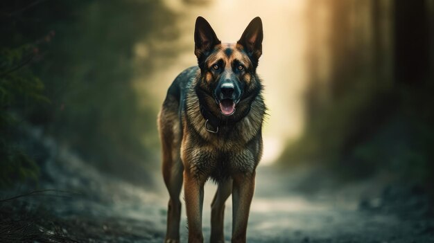 Photo military german sheppard that looks mean with military