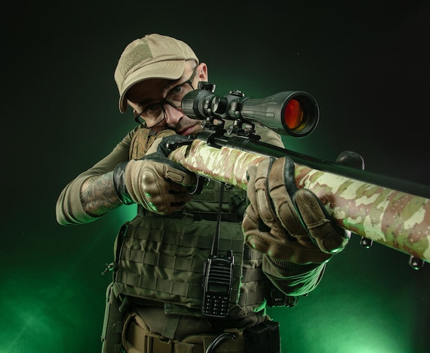 Military guy with a sniper rifle