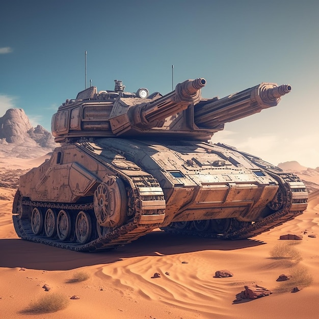군용 기계 탱크 자동차 일부 사진 산 Generative AI