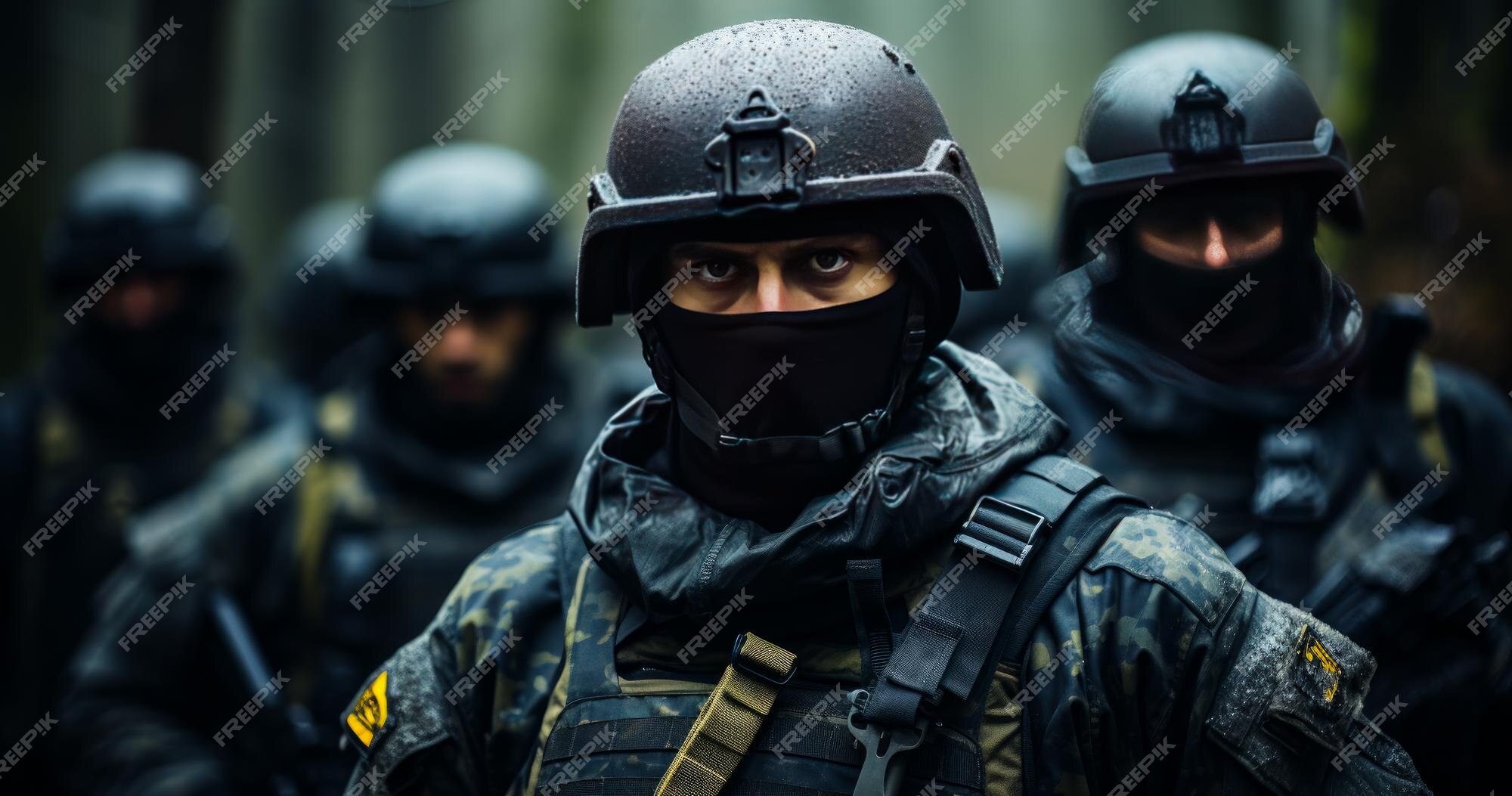 Premium Photo | Military men wearing uniforms balaclavas and helmets ...