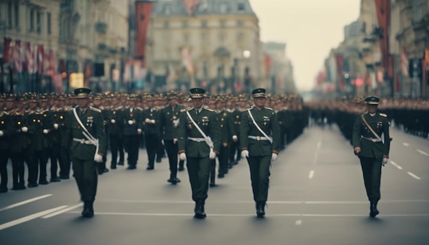 Photo military parade in the city center