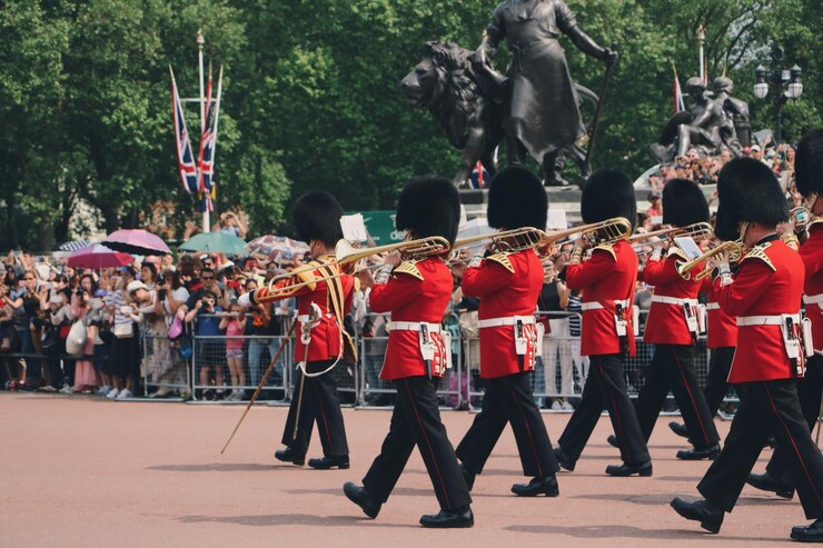 Photo military parade on street in city
