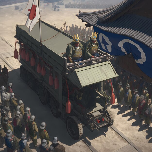 Photo military procession in ancient japan a moment frozen in time