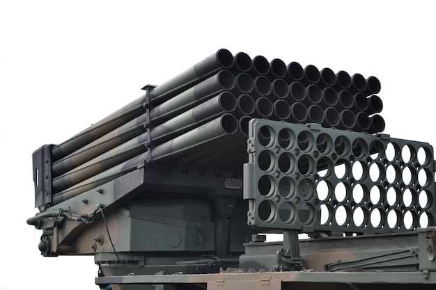 Military rocket launcher closeup