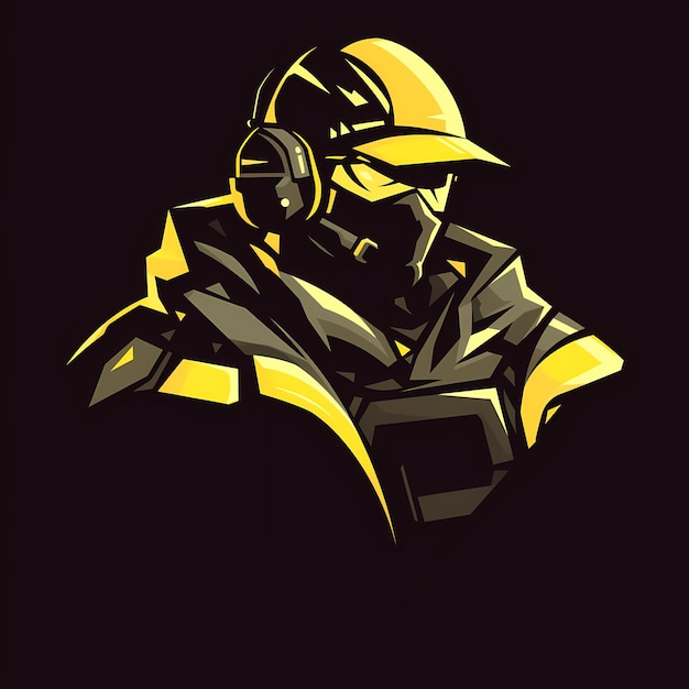 사진 군인 캐릭터 마스코트 일러스트레이션 게임 컨셉 터 로고 스타일 에스포트 게이머 티셔츠 디자인