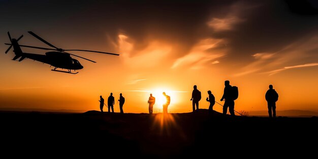 写真 軍の兵士 軍の部隊の作戦任務 夕暮れに敵に提出された 壮大な戦争 愛国的なコンセプト 生成的なai