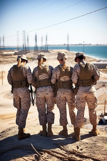 Premium Photo  Military soldiers climbing rope during obstacle course