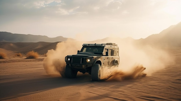 Military SUV in the desert