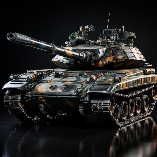 Military Tank isolated on black background