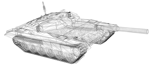 Военная модель танка, конструкция корпуса, проволочная модель