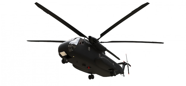 흰색 표면에 군사 수송 또는 구조 헬기