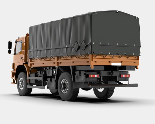 Военный грузовик, изолированные на фоне 3D рендеринга иллюстрации