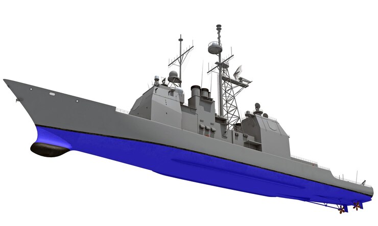 Photo 군용함 미사일 순양함 3d 렌더링 백색 배경