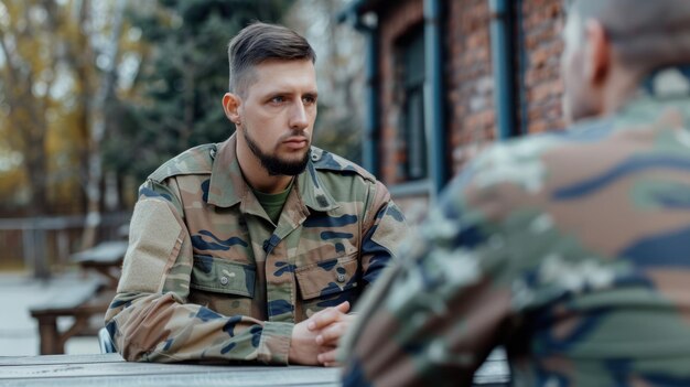 Military veteran in a job interview setting