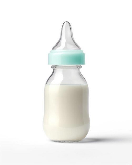 Milk baby bottle isolated on white or transparent background AI Generated