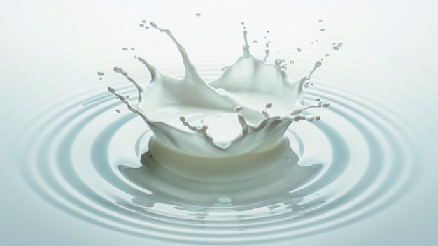 Milk background with splash and ripples