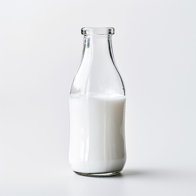 Milk in a Bottle on a Clean White Surface Generative AI