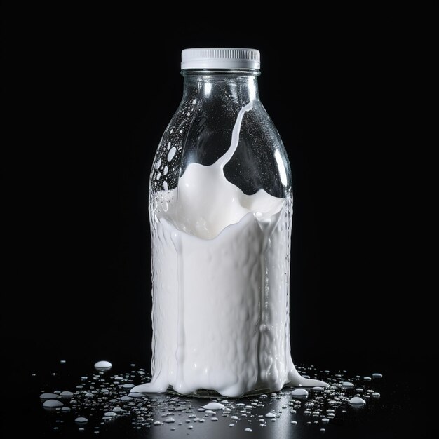 milk bottle dark background mockup image