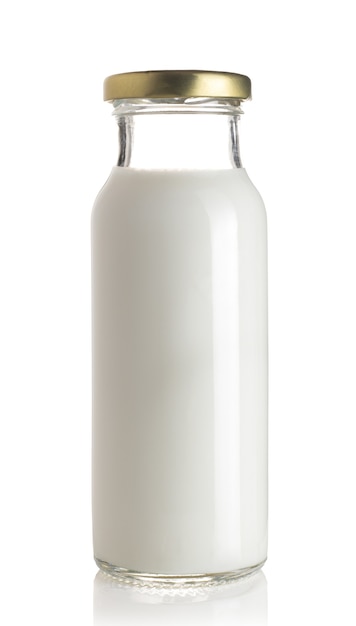 Milk bottle Isolated on white surface.