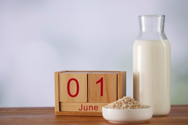 Photo milk bottle and seeds assortment