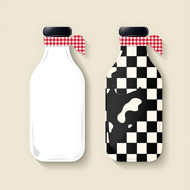 Milk bottle shaped tag card white color cardstock cow frame 2d card design creative illustration