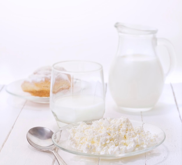 Milk breakfast photo in a high key, white on white.