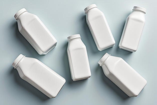 Фото Картонные коробки для молока верхний вид на белом фоне без логотипа концепция поставки и производства молока