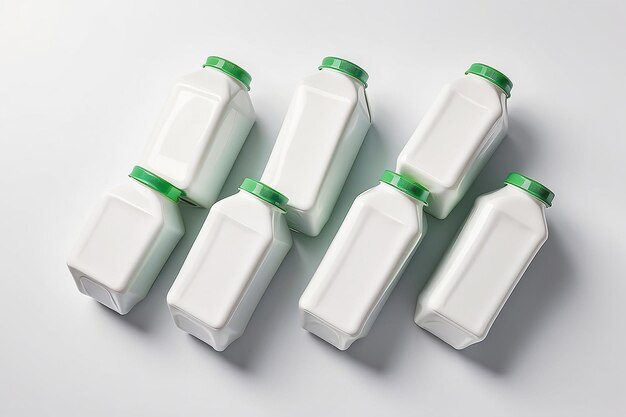 Photo milk cartons top view on white background no logo concept for milk supply and production