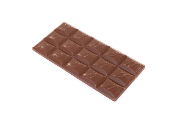 Milk chocolate bar on white isolated background