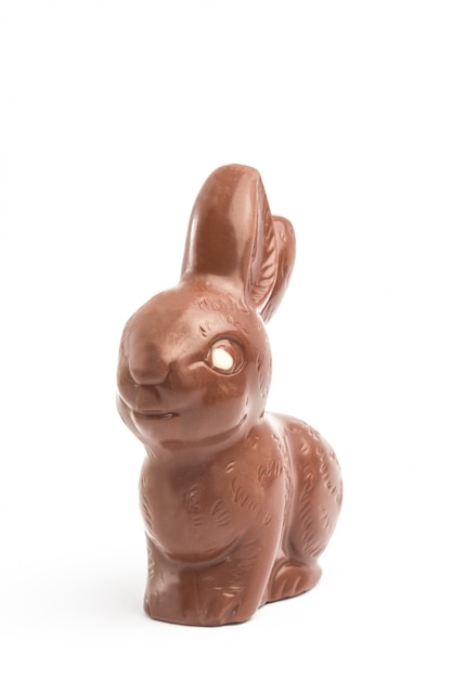 Milk chocolate bunny with white chocolate eye