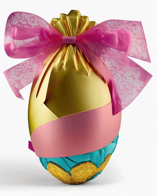 Milk chocolate Easter egg wrapped in bright colored paper