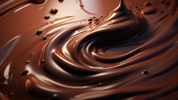 Milk chocolate liquid splashing Sweet dessert wave background Generative AI