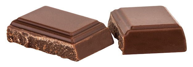 Milk chocolate pieces isolated