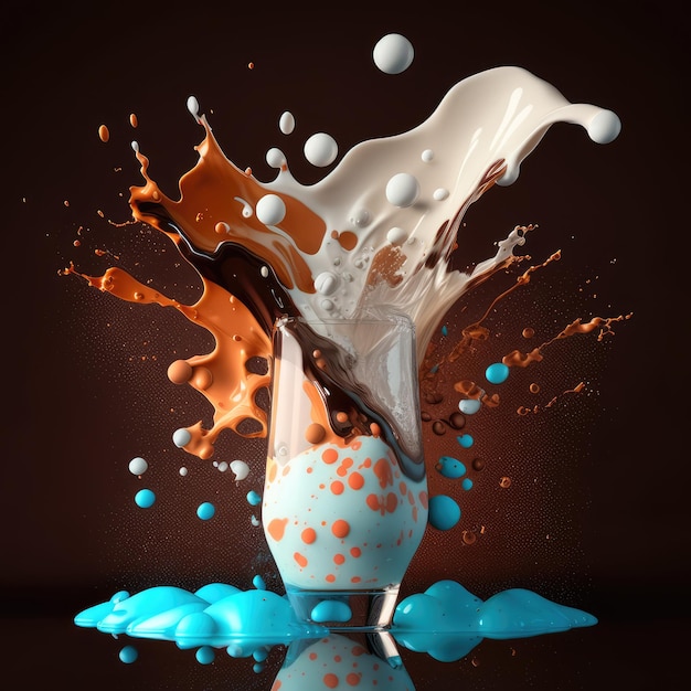 A Milk And Chocolate With Bright Splashes Of Generative AI