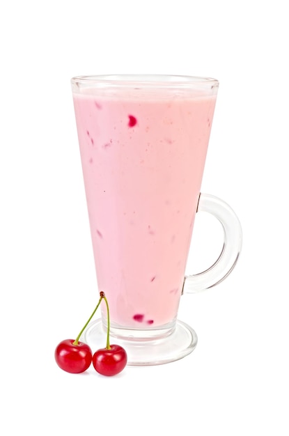 Milk cocktail with cherry