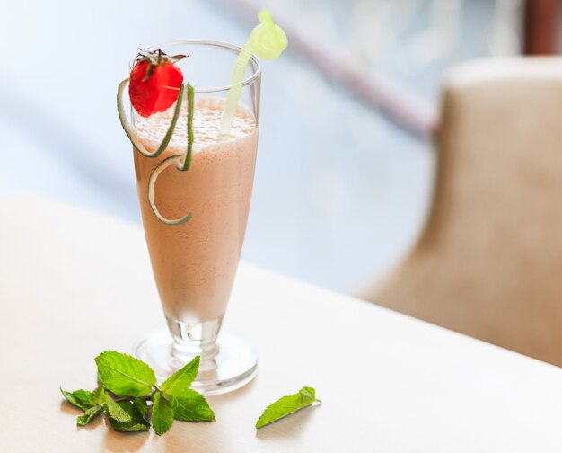 Milk cocktail with strawberry