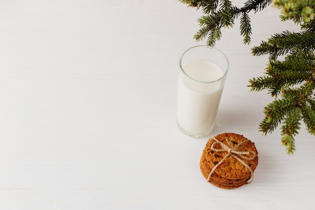 Milk and cookies for Santa Claus under the christmas tree